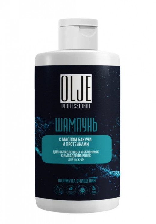 OLJE. Шампунь мужской с маслом бакучи и протеинами, 450 мл в Саратове